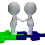 Shaking Hands 3d Characters Shows Partners And Solidarity